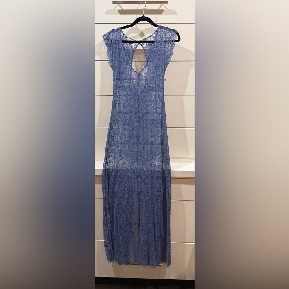 Chic Blue Lace Maxi dress cover up